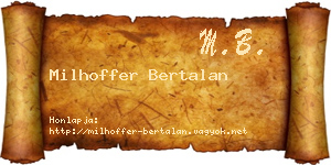 Milhoffer Bertalan névjegykártya